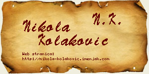 Nikola Kolaković vizit kartica